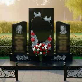 Вертикальный гранитный светский памятник на двоих - ПН642