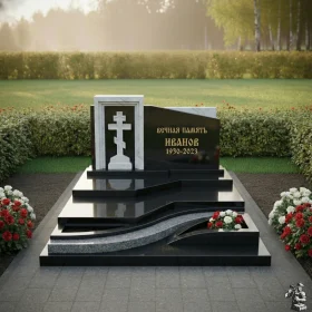 Православный горизонтальный комбинированный памятник - ПН711