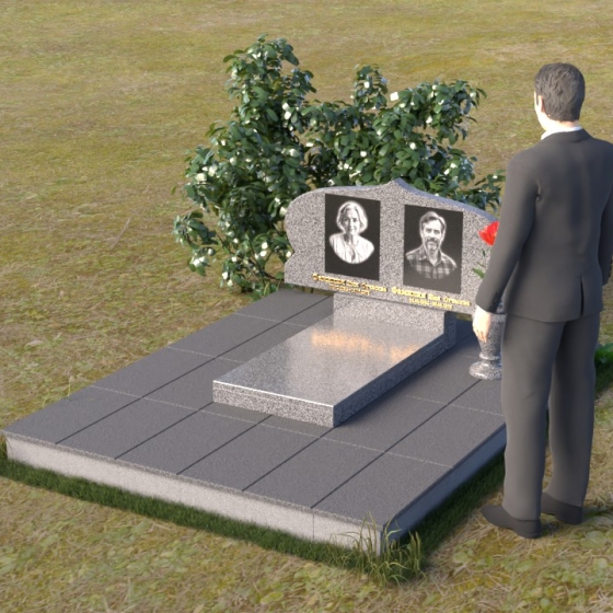 Мемориальная композиция из гранита с волнообразными изгибами