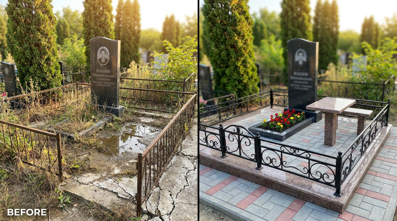 Благоустройство могилы в Волгограде — пример 2